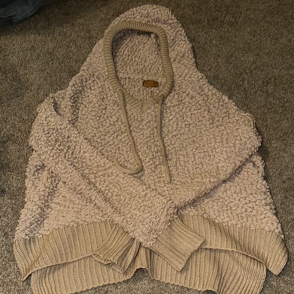 POL Textured Cream Hooded Sweater